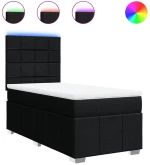 vidaXL Κρεβάτι Boxspring με Στρώμα Μαύρο 80 x 200 εκ. Υφασμάτινο