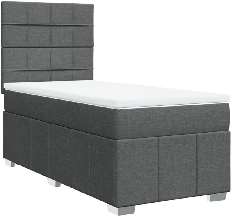 vidaXL Κρεβάτι Boxspring με Στρώμα Σκούρο Γκρι 90x190 εκ. Υφασμάτινο