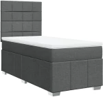 vidaXL Κρεβάτι Boxspring με Στρώμα Σκούρο Γκρι 90x190 εκ. Υφασμάτινο