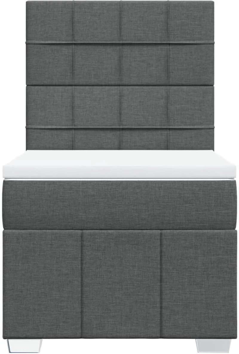 vidaXL Κρεβάτι Boxspring με Στρώμα Σκούρο Γκρι 90x190 εκ. Υφασμάτινο