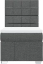 vidaXL Κρεβάτι Boxspring με Στρώμα Σκούρο Γκρι 90x190 εκ. Υφασμάτινο