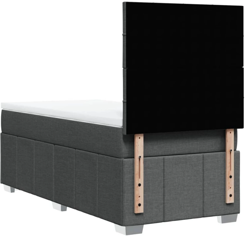 vidaXL Κρεβάτι Boxspring με Στρώμα Σκούρο Γκρι 90x190 εκ. Υφασμάτινο