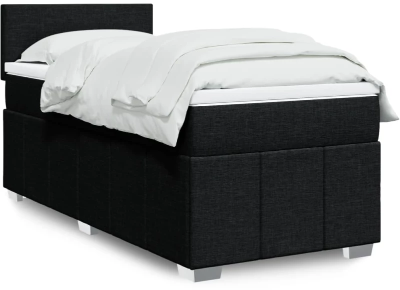 vidaXL Κρεβάτι Boxspring με Στρώμα Μαύρο 100 x 200 εκ. Υφασμάτινο