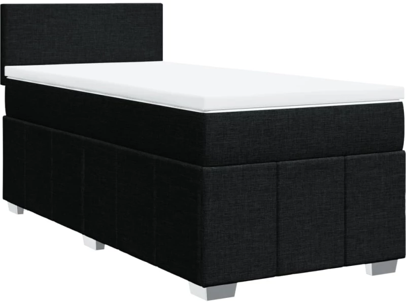 vidaXL Κρεβάτι Boxspring με Στρώμα Μαύρο 100 x 200 εκ. Υφασμάτινο