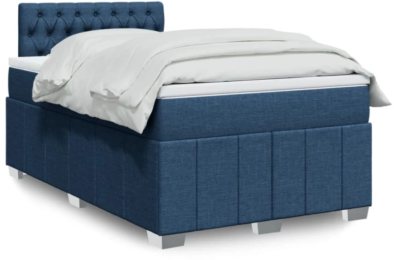 vidaXL Κρεβάτι Boxspring με Στρώμα Μπλε 120x190 εκ. Υφασμάτινο