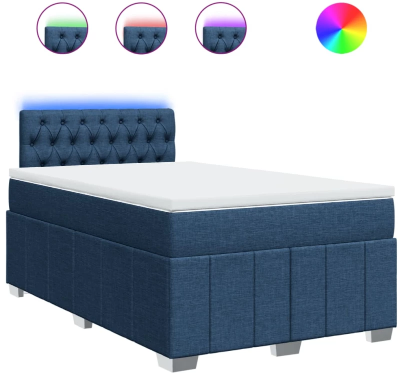 vidaXL Κρεβάτι Boxspring με Στρώμα Μπλε 120x190 εκ. Υφασμάτινο