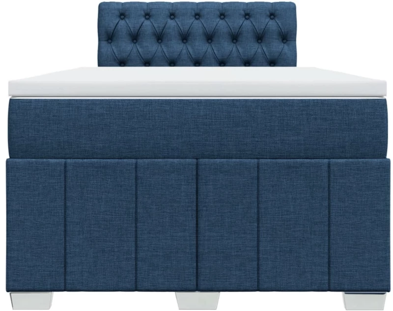 vidaXL Κρεβάτι Boxspring με Στρώμα Μπλε 120x190 εκ. Υφασμάτινο