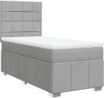vidaXL Κρεβάτι Boxspring με Στρώμα Ανοιχτό Γκρι 100x200 εκ. Υφασμάτινο