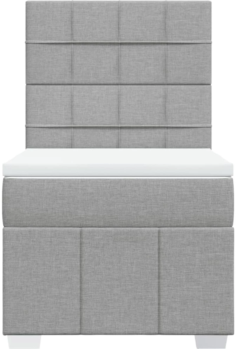 vidaXL Κρεβάτι Boxspring με Στρώμα Ανοιχτό Γκρι 100x200 εκ. Υφασμάτινο