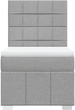 vidaXL Κρεβάτι Boxspring με Στρώμα Ανοιχτό Γκρι 100x200 εκ. Υφασμάτινο