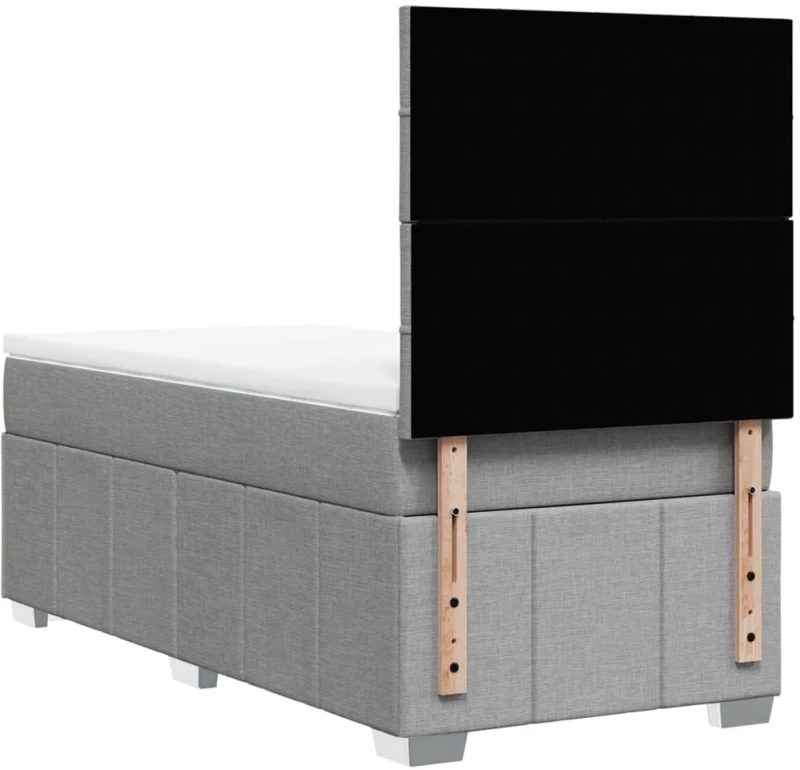 vidaXL Κρεβάτι Boxspring με Στρώμα Ανοιχτό Γκρι 100x200 εκ. Υφασμάτινο
