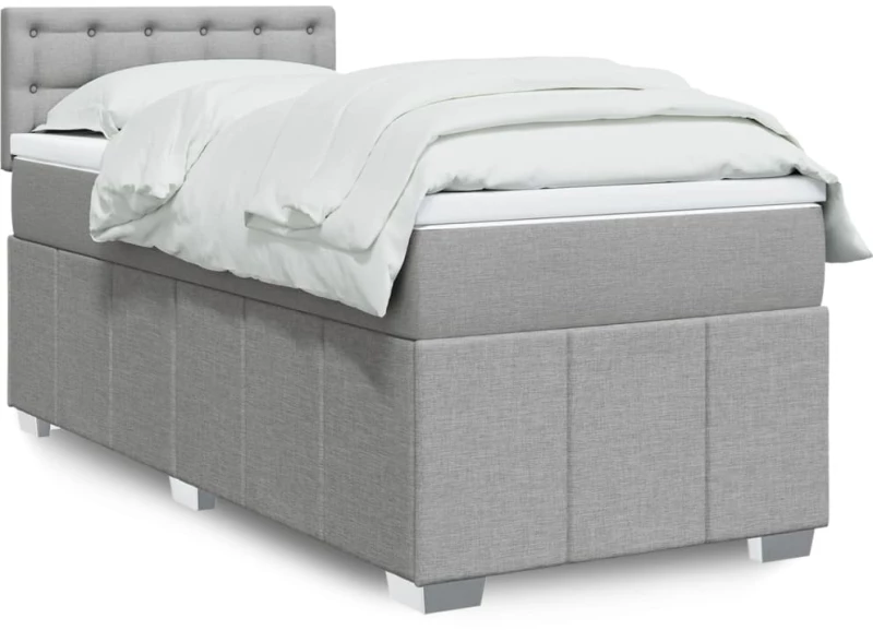vidaXL Κρεβάτι Boxspring με Στρώμα Ανοιχτό Γκρι 80x200 εκ. Υφασμάτινο