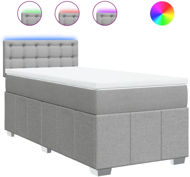 vidaXL Κρεβάτι Boxspring με Στρώμα Ανοιχτό Γκρι 80x200 εκ. Υφασμάτινο