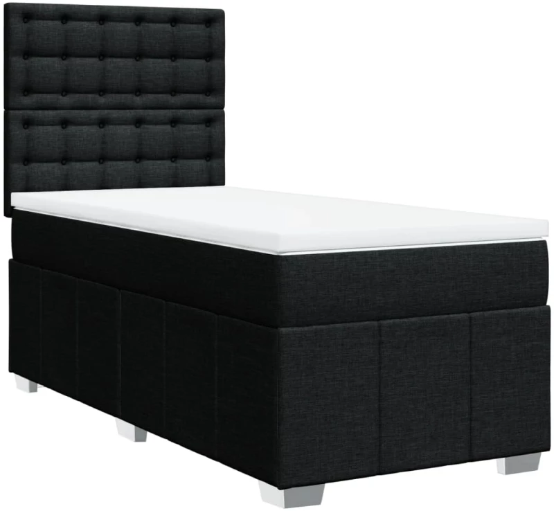 vidaXL Κρεβάτι Boxspring με Στρώμα Μαύρο 100 x 200 εκ. Υφασμάτινο