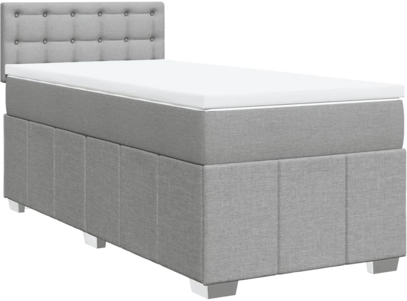 vidaXL Κρεβάτι Boxspring με Στρώμα Ανοιχτό Γκρι 100x200 εκ. Υφασμάτινο