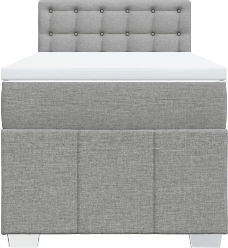 vidaXL Κρεβάτι Boxspring με Στρώμα Ανοιχτό Γκρι 100x200 εκ. Υφασμάτινο