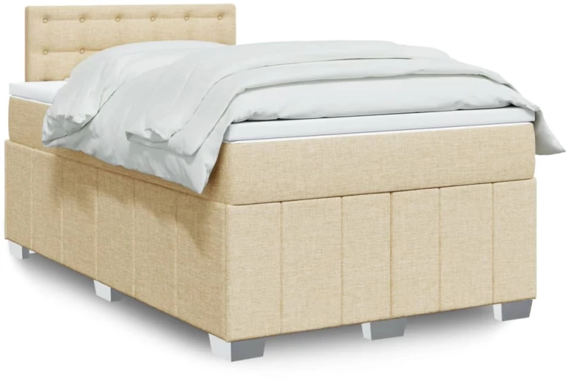 vidaXL Κρεβάτι Boxspring με Στρώμα Κρεμ 120x190 εκ. Υφασμάτινο
