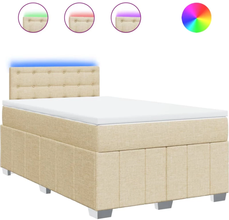 vidaXL Κρεβάτι Boxspring με Στρώμα Κρεμ 120x190 εκ. Υφασμάτινο