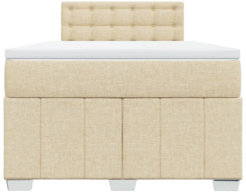 vidaXL Κρεβάτι Boxspring με Στρώμα Κρεμ 120x190 εκ. Υφασμάτινο