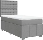 vidaXL Κρεβάτι Boxspring με Στρώμα Ανοιχτό Γκρι 90x200 εκ. Υφασμάτινο