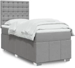 vidaXL Κρεβάτι Boxspring με Στρώμα Ανοιχτό Γκρι 90x200 εκ. Υφασμάτινο