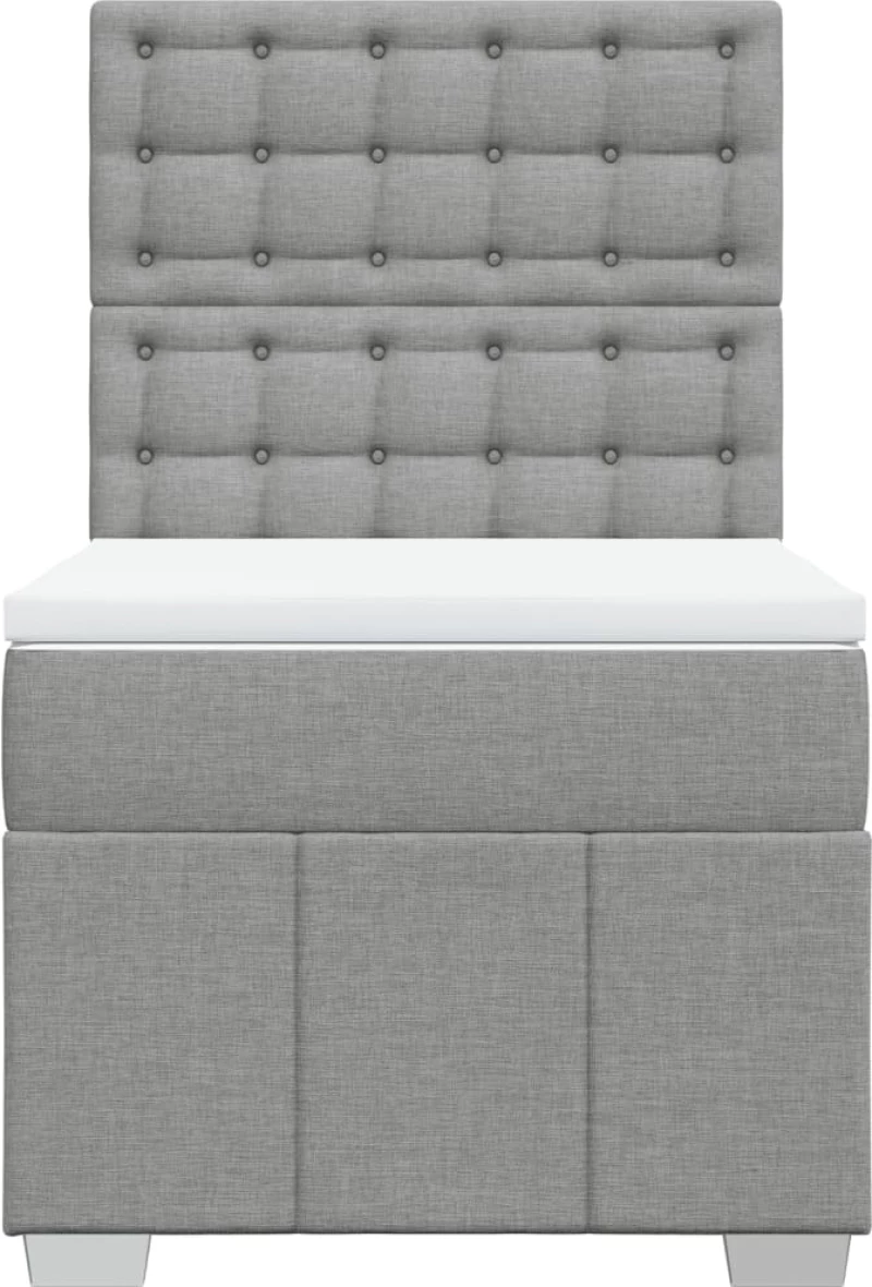 vidaXL Κρεβάτι Boxspring με Στρώμα Ανοιχτό Γκρι 90x200 εκ. Υφασμάτινο