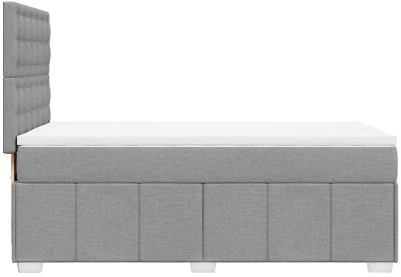 vidaXL Κρεβάτι Boxspring με Στρώμα Ανοιχτό Γκρι 90x200 εκ. Υφασμάτινο