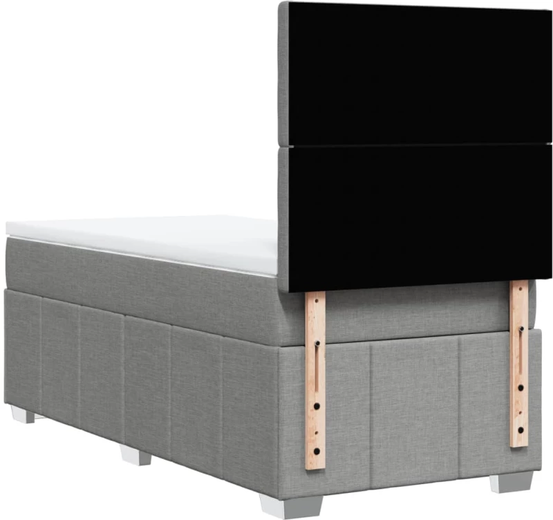 vidaXL Κρεβάτι Boxspring με Στρώμα Ανοιχτό Γκρι 90x200 εκ. Υφασμάτινο