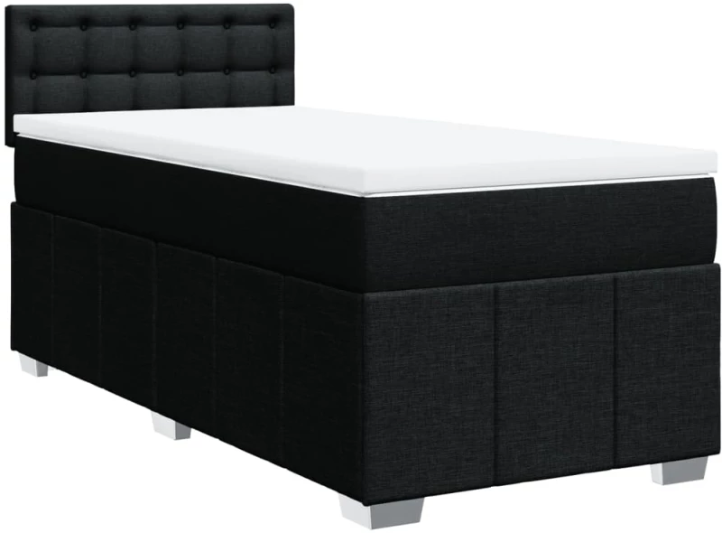 vidaXL Κρεβάτι Boxspring με Στρώμα Μαύρο 80 x 200 εκ. Υφασμάτινο