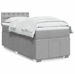 vidaXL Κρεβάτι Boxspring με Στρώμα Ανοιχτό Γκρι 90x190 εκ. Υφασμάτινο