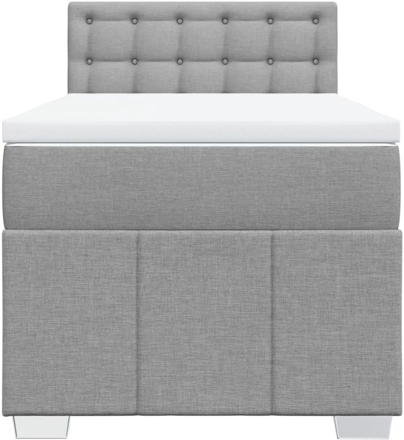 vidaXL Κρεβάτι Boxspring με Στρώμα Ανοιχτό Γκρι 90x190 εκ. Υφασμάτινο