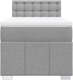 vidaXL Κρεβάτι Boxspring με Στρώμα Ανοιχτό Γκρι 90x190 εκ. Υφασμάτινο