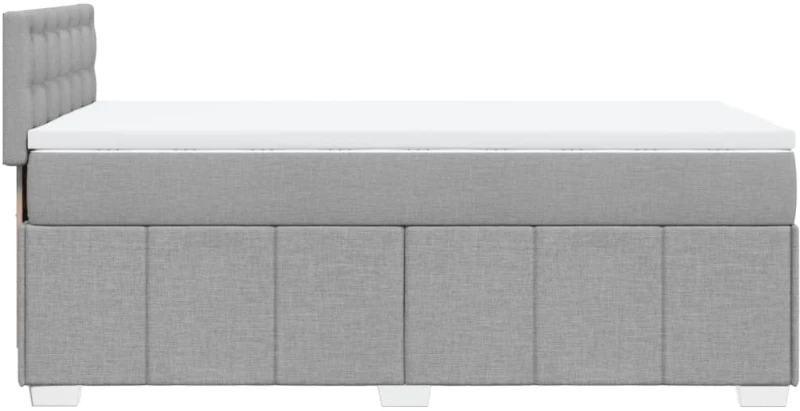 vidaXL Κρεβάτι Boxspring με Στρώμα Ανοιχτό Γκρι 90x190 εκ. Υφασμάτινο
