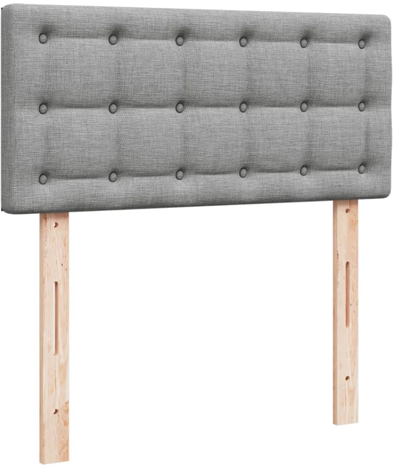 vidaXL Κρεβάτι Boxspring με Στρώμα Ανοιχτό Γκρι 90x190 εκ. Υφασμάτινο