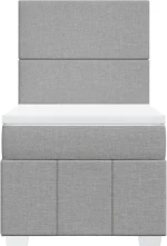 vidaXL Κρεβάτι Boxspring με Στρώμα Ανοιχτό Γκρι 90x200 εκ. Υφασμάτινο