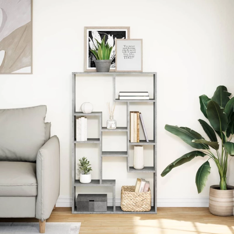 vidaXL Βιβλιοθήκη Γκρι Σκυροδέματος 72x20x120 εκ. Επεξεργ. Ξύλο