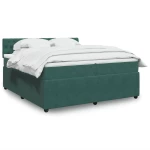 vidaXL Κρεβάτι Boxspring με Στρώμα Σκούρο Πράσινο 200x200εκ. Βελούδινο
