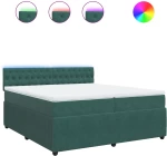 vidaXL Κρεβάτι Boxspring με Στρώμα Σκούρο Πράσινο 200x200εκ. Βελούδινο