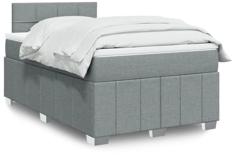 vidaXL Κρεβάτι Boxspring με Στρώμα Ανοιχτό Γκρι 120x190 εκ. Υφασμάτινο