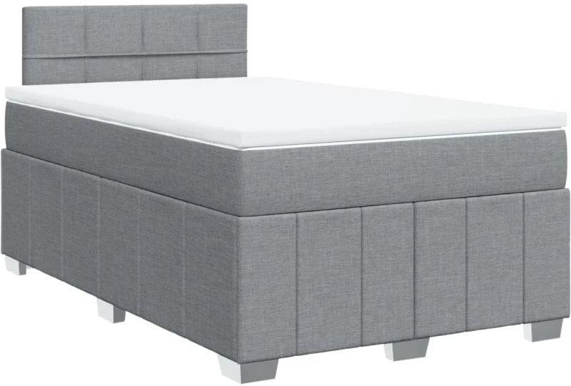 vidaXL Κρεβάτι Boxspring με Στρώμα Ανοιχτό Γκρι 120x190 εκ. Υφασμάτινο