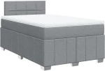 vidaXL Κρεβάτι Boxspring με Στρώμα Ανοιχτό Γκρι 120x190 εκ. Υφασμάτινο