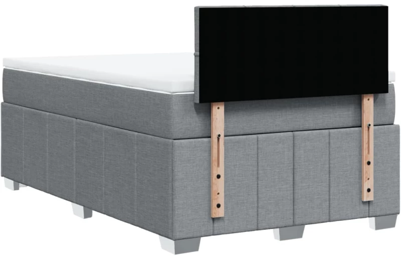 vidaXL Κρεβάτι Boxspring με Στρώμα Ανοιχτό Γκρι 120x190 εκ. Υφασμάτινο