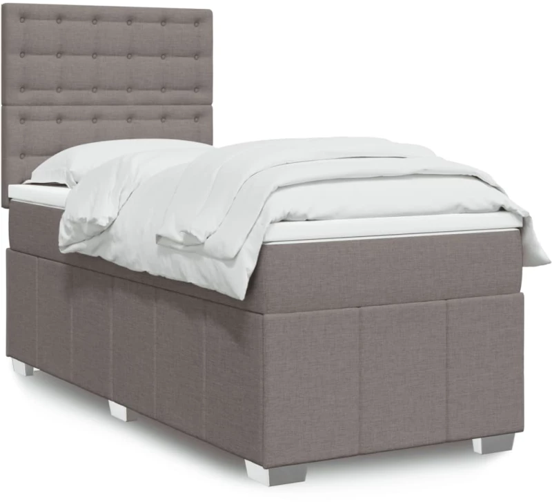 vidaXL Κρεβάτι Boxspring με Στρώμα Taupe 100 x 200 εκ. Υφασμάτινο
