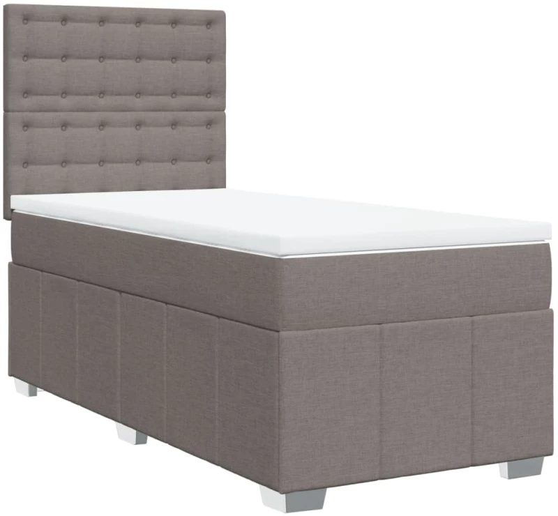 vidaXL Κρεβάτι Boxspring με Στρώμα Taupe 100 x 200 εκ. Υφασμάτινο