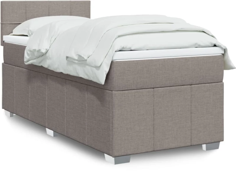 vidaXL Κρεβάτι Boxspring με Στρώμα Taupe 100 x 200 εκ. Υφασμάτινο