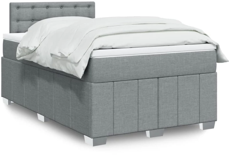vidaXL Κρεβάτι Boxspring με Στρώμα Ανοιχτό Γκρι 120x190 εκ. Υφασμάτινο