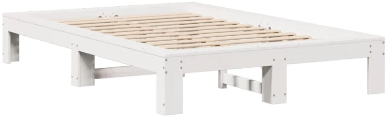 vidaXL Σκελετός Κρεβ. Χωρίς Στρώμα Λευκό 135x190 εκ Μασίφ Πεύκο