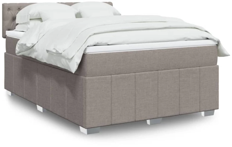 vidaXL Κρεβάτι Boxspring με Στρώμα Taupe 160x200 εκ. Υφασμάτινο