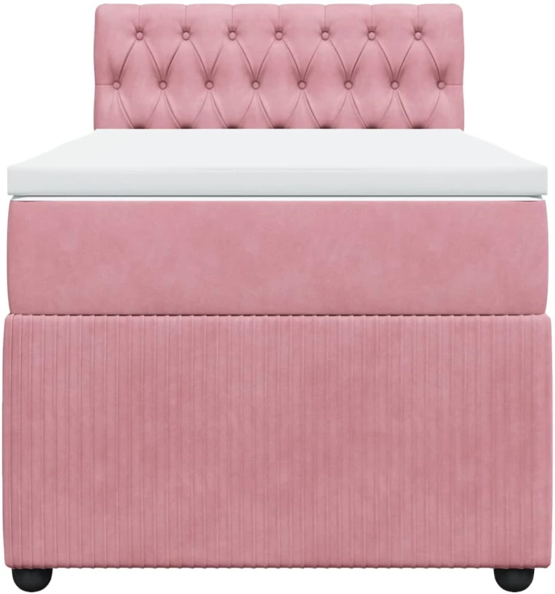 vidaXL Κρεβάτι Boxspring με Στρώμα Ροζ 80 x 200 εκ. Βελούδινο