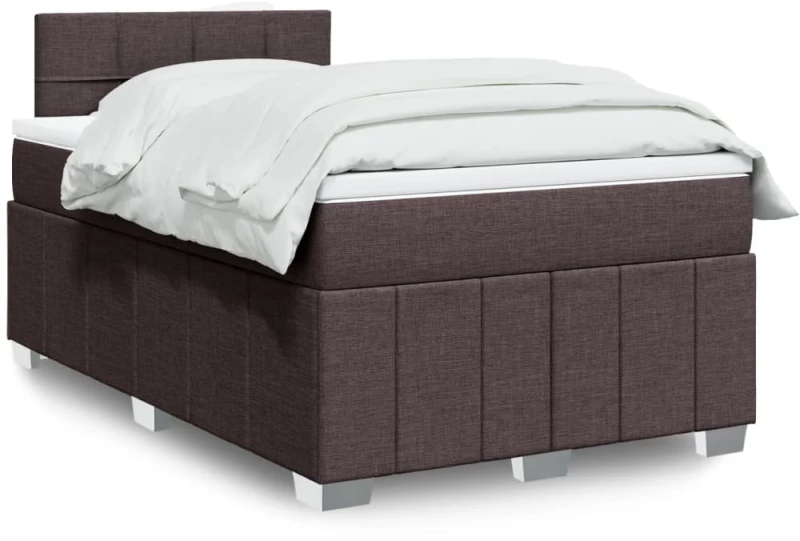 vidaXL Κρεβάτι Boxspring με Στρώμα Σκούρο Καφέ 120x190 εκ Υφασμάτινο